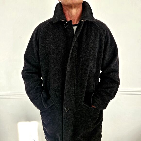 Burberry Black Wool Cashmere Nova Check Plaid Quilted Jacket Coat Mens Medium M - Picture 8 of 16